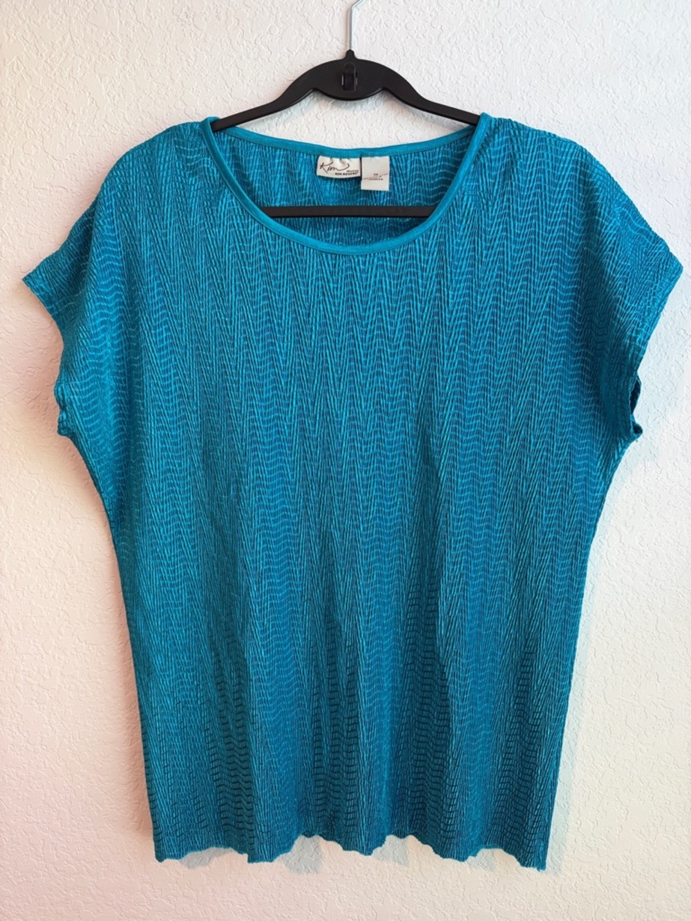 Kim Rogers Teal Ribbed Short Sleeve Tunic Top